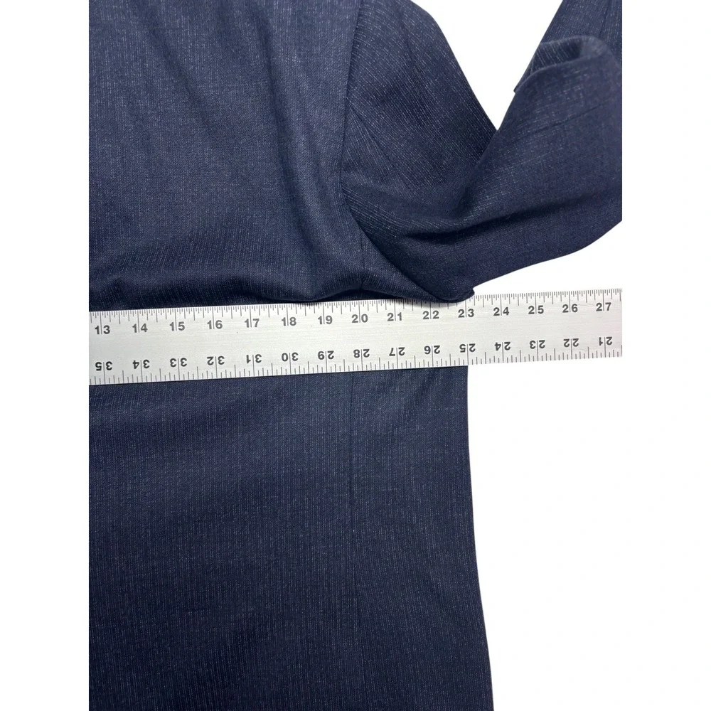 vtg 80s Bespoke 44S 38x29 Navy Blue Double Breasted 2pc Pant Suit Wool Pleated